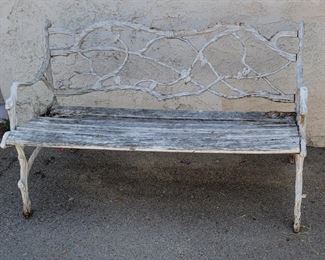 13. $400.00.  White iron bench with branches 
30” X 51” X 23” 