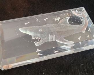 34.  $40.00.   Lucite fish plaque sculpture 
5” X 9” X 1.5” 
