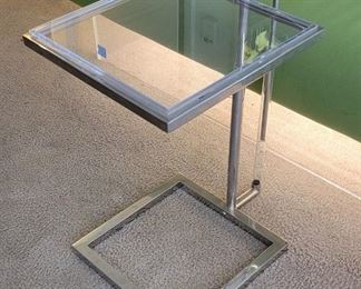 47 CHJ lucite with chrome sofa drink table 
25” X 14” X 18” 
