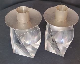 41 CHJ twisted lucite pair candlesticks 
4.5” 
