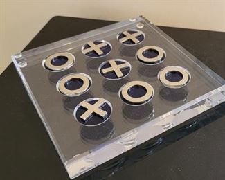 57 CHJ Lucite Tic Tac Toe chrome Blue / clear Lucite 
7.5” X 7.5” 
