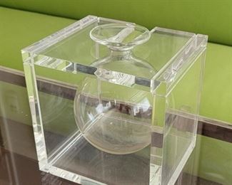78 CHJ Lucite Vase lucite with glass 
7.5” X 6” X 7.5” 
