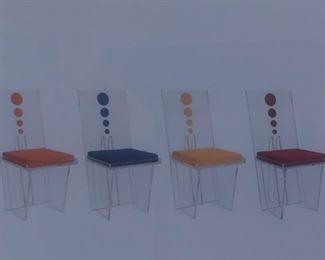 88 CHJ Wisteria Lucite chairs 4 colors 
35” X 16” X 21” 
