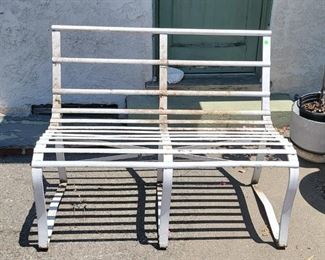 90. $500.00.  Painted white bench.  32” X 43” X 26” 

