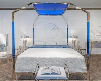 #83.  $18,000.00  Charles Hollis Jones king canopy bed from his color line. 