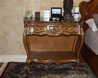 Marble Top Louis XVI style End Table by Jeffco.  