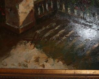 Beautiful large oil/canvas painting Tuscany Seaside signed by artist Christina. J - 49" x 60" frame - 56" x 68"  