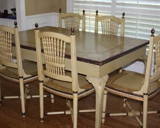 French Country Painted Dining Table with 6-Chairs