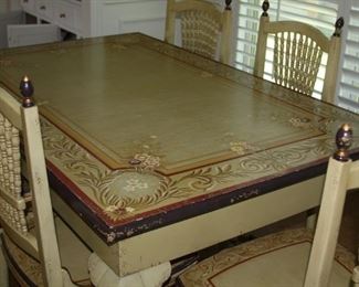 French Country Painted Dining Table with 6-Chairs