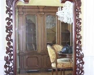 Large carved beveled mirror - 58" x 90" 