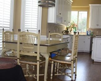 French Country Painted Dining Table with 6-Chairs