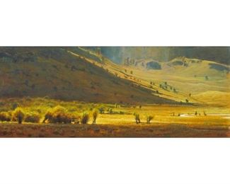 2005
Gordon Brown
b. 1962, Colorado
Western Landscape, 1997
Oil on Masonite
Signed and dated lower right: Gordon Brown
24" H x 60" W
Estimate: $2,000 - $3,000