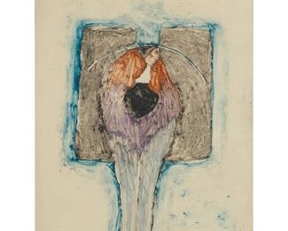 2059
Amado Maurilio Pena
1943, Arizona
"Olla Mena Una," 1983
Monotype on paper under glass
Signed, titled, and dated in pencil along the lower sheet edge: Amado Maurilio Pena ©
Sight: 23.5" H x 17.5" W
Estimate: $500 - $700