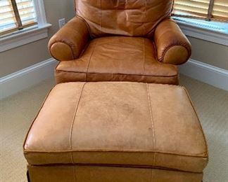 Leather chair and ottoman