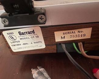 1970 Garrard GT-12 Turntable - purchased in January 1971 by my client. 