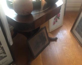 antique leather top table