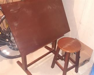 Smaller scale drafting table with stool