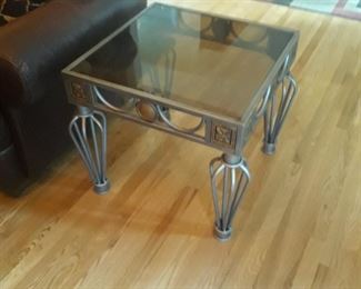 Glass on metal sidetable