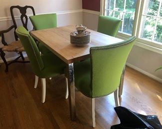 Contemporary kitchen table with chrome legs
