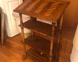 Marquetry tiered book stand