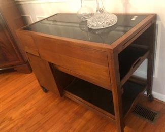 William Pahlmann Hastings Square mid century walnut bar cart