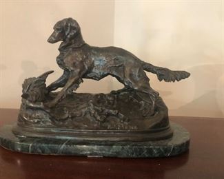 Bronze statue after Jules Moigniez "Hunting Dog"