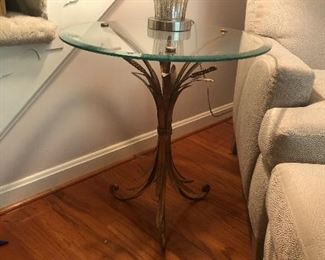 70s Italian gilt wheat side table