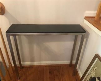 Room and Board frosted black glass console
