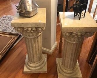 Pair of ceramic Greek pillar stands 