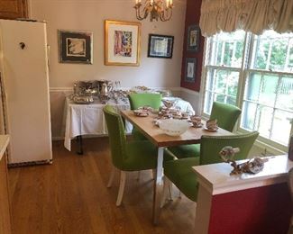Butcher block kitchen table with chrome legs