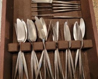 Set of 12 Lauffer, Norway stainless set. With serving pieces.