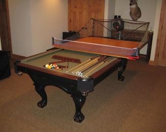 8’ Brunswick Greenbriar Pool Table with Table Tennis Top