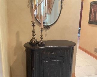 Mirror, Candlesticks, cabinet (see next pics for pricing and dimensions)