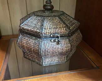 Octagonal woven box #1, 8"H x 9"W, was $20, NOW $10