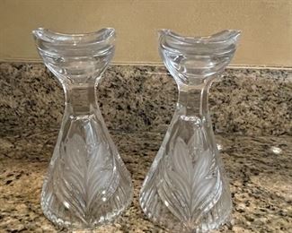 Pair of glass candlesticks,  6"H,  was $7, NOW $5