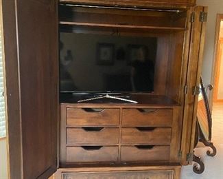 View of armoire when open