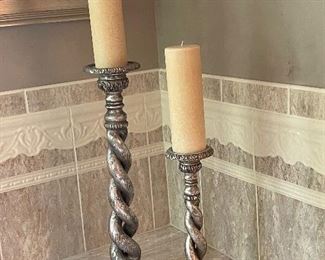 Silver twisted candlesticks, 24"H, 16"H,  was $45, NOW $32