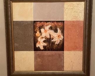 Square floral art, 25" x 25",  was $20, NOW $10