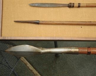  GERMAN WILD BOAR HUNTING SPEAR & RARE ANTIQUE PHILIPPINE [SABAT] SPEARS [BONTOC WARRIOR]