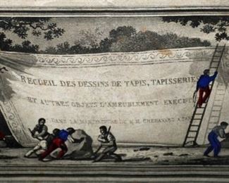 DETAIL: Engraving of carpets, tapestries and other furnishing objects executed in the manufacture of M.M. Chenavard in Paris