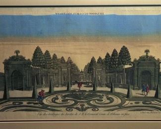 C1760
Vue des treillages du Jardin de S.E. le General Comle d'Althann en face.