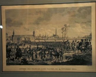 Antique French Lithograph of Napoleon Bonaparte with Soldiers Vienne 1802