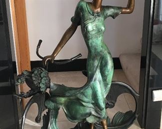 BRONZE SCULPTURE LOUIS ICART, 52"H SIGNED & DATED.
