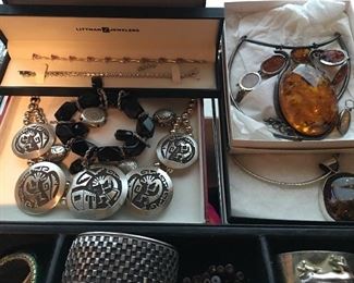 JEWELRY, SIGNED STERLING, NECKLACES, CUFFS...