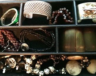 JEWELRY, BONE, STERLING, MALACHITE...