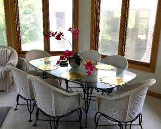WICKER DINING TABLE CHAIRS LLOYD FLANDERS