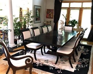 BERHARDT DINING ROOM SUITE. 2 CARVERS CHAIRS/8 SIDECHAIRS. 