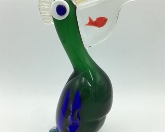MURANO GLASS PELICAN WITH  GOLDFISH CATCH. GULP! *Estate Sale Goddess TOP PICKS. Visit our website and see if we are a match! 