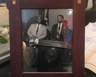 PHOTO MR BRAZLEY (campaign financier) & HIS HONOR, CHICAGO MAYOR HAROLD  WASHINGTON! 