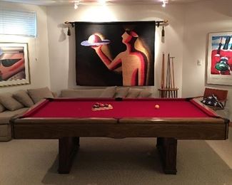 POOL TABLE. MARK KOSTABI TAPESTRY. *Signed LR.